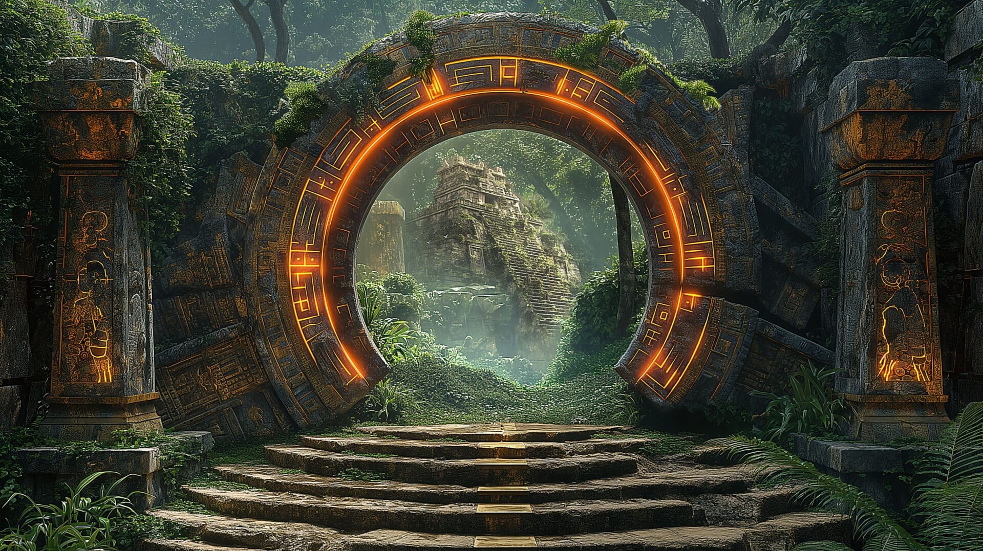 9dbd7133-ac63-4bbc-935c-d38d215d52b7 A circular doorway in the middle of a forest.