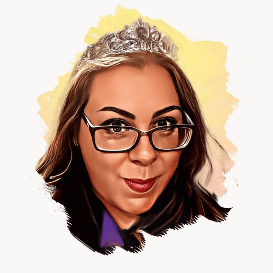 Picture21 A woman with glasses and tiara on her head.