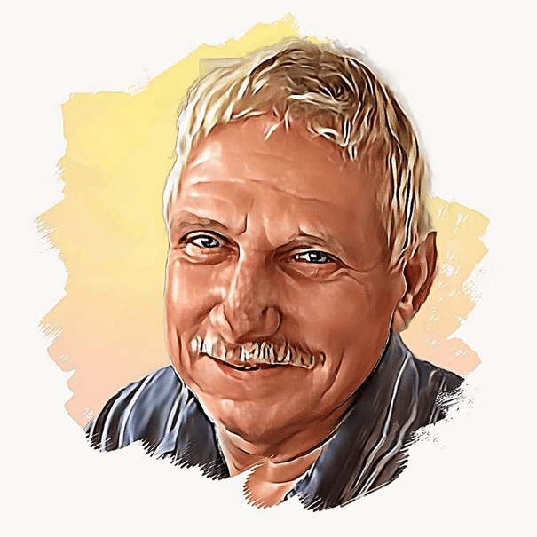 6B6hrx_1732733022 A man with white hair and mustache wearing a blue shirt.
