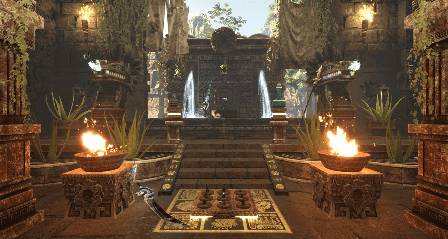 A large fountain in the middle of an indoor area.